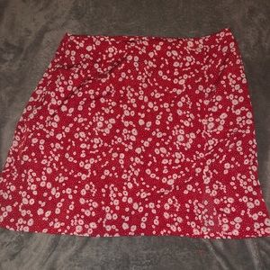 Red floral skirt